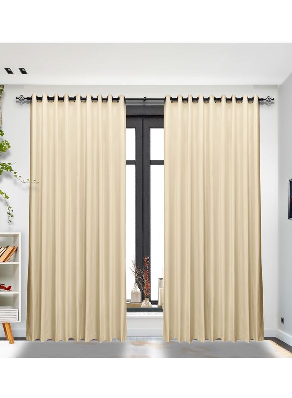 Black Kee 100% Blackout Satin Curtains with Grommets, W106 x L118-inch, 2 Pieces, Old Lace