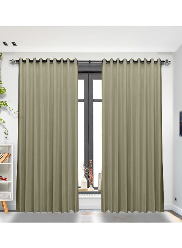 Black Kee 100% Blackout Satin Curtains with Grommets, W98 x L106-inch, 2 Pieces, Greige