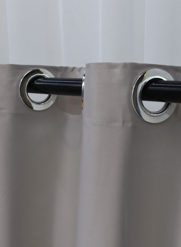 Black Kee 100% Blackout Satin Curtains with Grommets, W55 x L95-inch, 2 Pieces, Stone