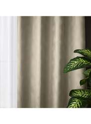 Black Kee 100% Blackout Stylish Jacquard Curtains, W59 x L106-inch, 2 Pieces, Light Beige