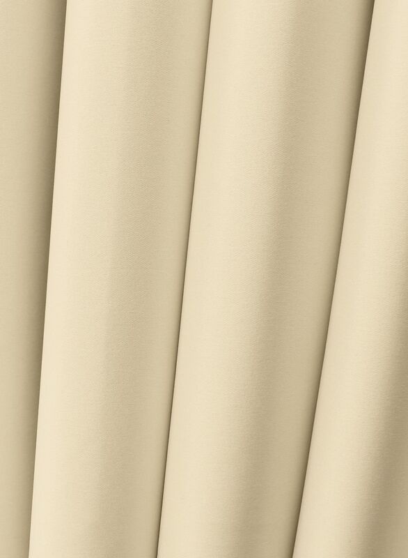 Black Kee 100% Blackout Satin Curtains with Grommets, W52 x L108-inch, 2 Pieces, Antique White