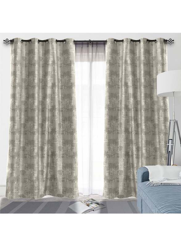 Black Kee 100% Blackout Jacquard Curtains, W59 x L106-inch, 2 Pieces, Light Silver