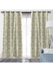 Black Kee 100% Blackout Jacquard Curtains, W55 x L102-inch, 2 Pieces, Light Abalone
