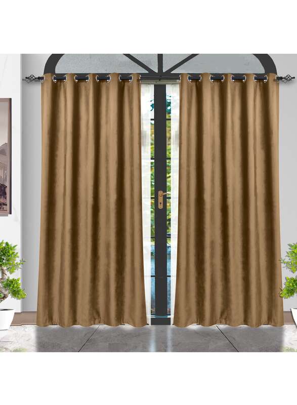 Black Kee 100% Blackout Velvet Curtains, W59 x L106-inch, 2 Pieces, Caramel