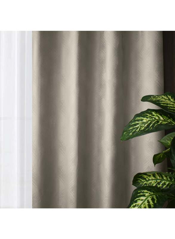 Black Kee 100% Blackout Stylish Jacquard Curtains, W106 x L118-inch, 2 Pieces, Sand