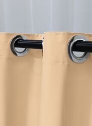 Black Kee 100% Blackout Satin Curtains with Grommets, W78 x L106-inch, 2 Pieces, Light Beige