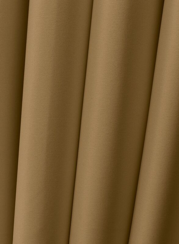 Black Kee 100% Blackout Satin Curtains with Grommets, W52 x L108-inch, 2 Pieces, Teak