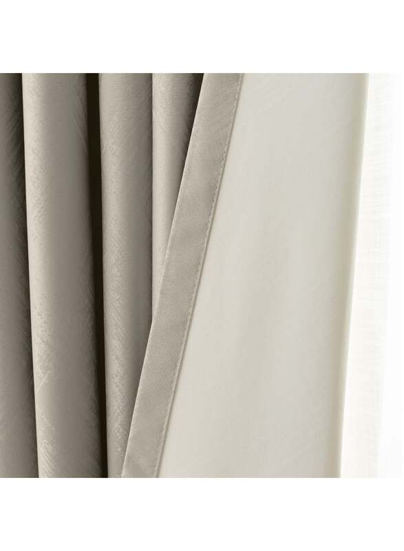 Black Kee 100% Blackout Stylish Jacquard Curtains, W55 x L95-inch, 2 Pieces, Sand
