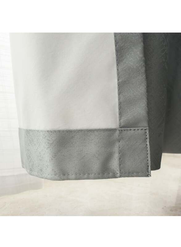 Black Kee 100% Blackout Stylish Jacquard Curtains, W98 x L106-inch, 2 Pieces, Grey