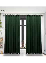 Black Kee 100% Blackout Satin Curtains with Grommets, W59 x L106-inch, 2 Pieces, Forest Green