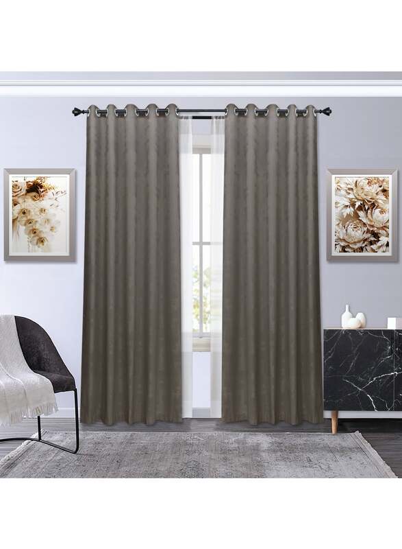 Black Kee 100% Blackout Textured Jacquard Curtains, W52 x L108-inch, 2 Pieces, Grey