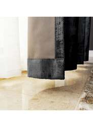 Black Kee 100% Blackout Luxury Velvet Grommet Curtains, W55 x L95-inch, 2 Pieces, Black
