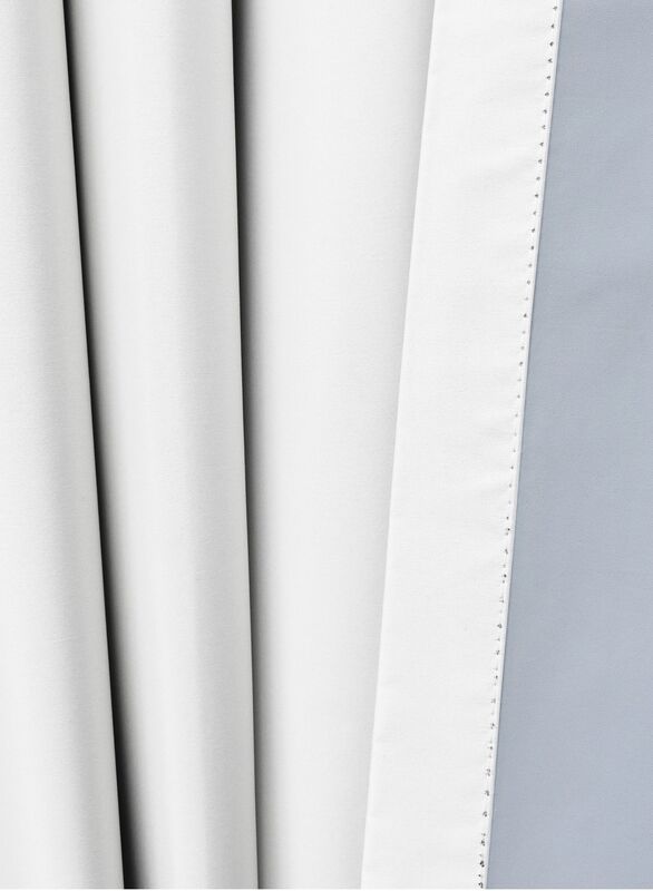 Black Kee 100% Blackout Satin Curtains with Grommets, W118 x L106-inch, 2 Pieces, White