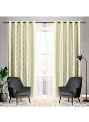 Black Kee 100% Blackout Luxury Velvet Grommet Curtains, W106 x L118-inch, 2 Pieces, Cannoli Cream