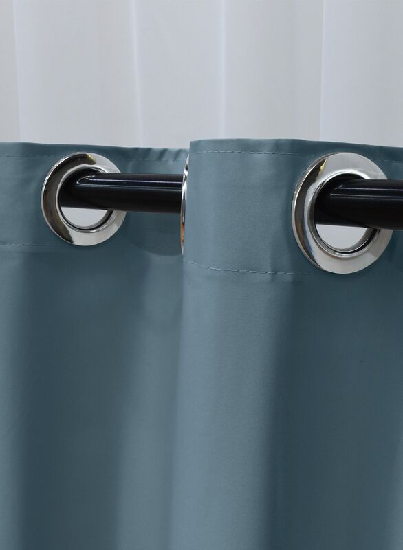 Black Kee 100% Blackout Satin Curtains with Grommets, W98 x L106-inch, 2 Pieces, Teal