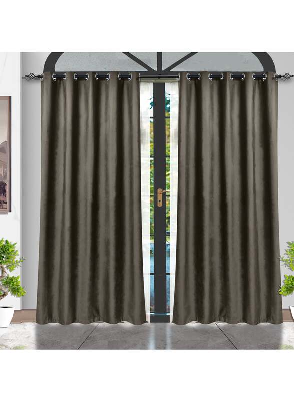 Black Kee 100% Blackout Velvet Curtains, W78 x L106-inch, 2 Pieces, Dark Grey