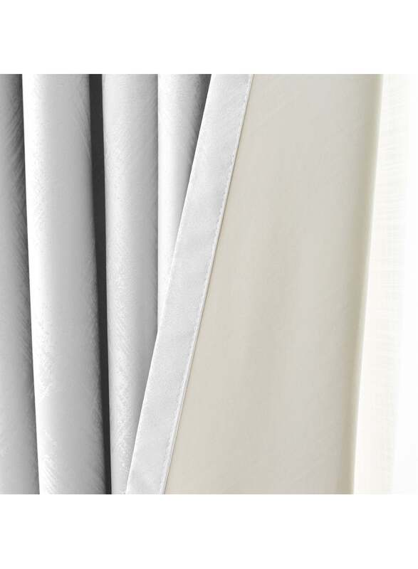 Black Kee 100% Blackout Stylish Jacquard Curtains, W78 x L106-inch, 2 Pieces, White