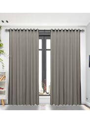 Black Kee 100% Blackout Satin Curtains with Grommets, W106 x L118-inch, 2 Pieces, Sidewalk Grey