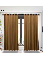 Black Kee 100% Blackout Satin Curtains with Grommets, W118 x L106-inch, 2 Pieces, Brown