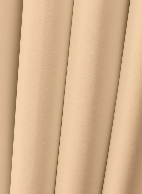 Black Kee 100% Blackout Satin Curtains with Grommets, W78 x L106-inch, 2 Pieces, Light Beige