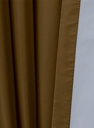 Black Kee 100% Blackout Satin Curtains with Grommets, W118 x L106-inch, 2 Pieces, Brown