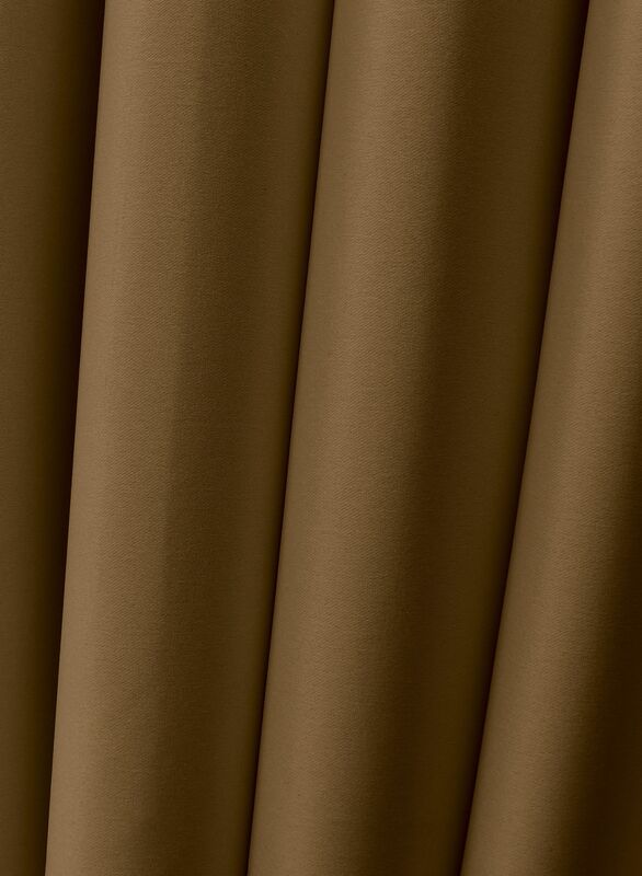 Black Kee 100% Blackout Satin Curtains with Grommets, W106 x L118-inch, 2 Pieces, Brown