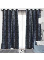 Black Kee 100% Blackout Jacquard Curtains, W52 x L95-inch, 2 Pieces, Cyan