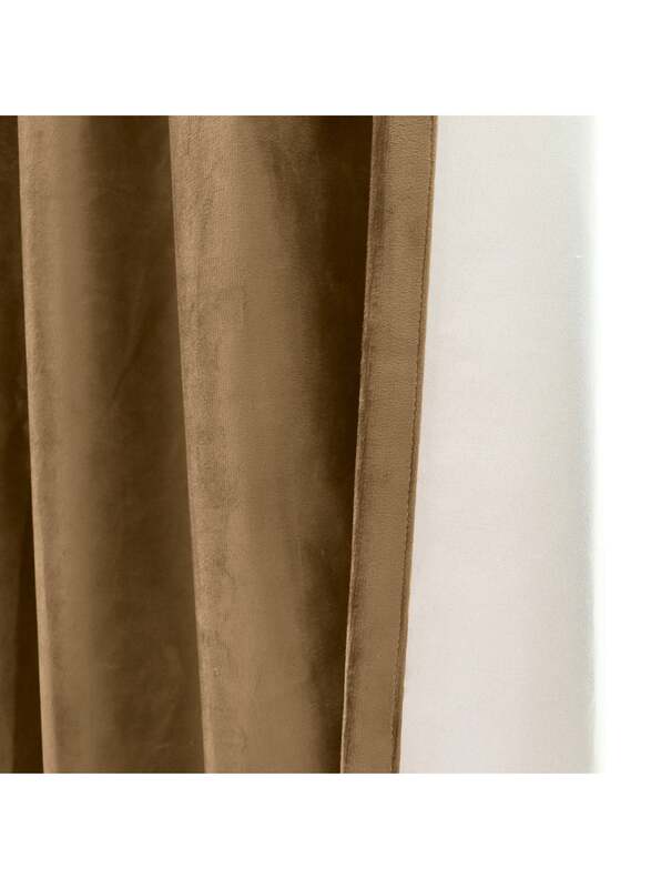 Black Kee 100% Blackout Velvet Curtains, W106 x L118-inch, 2 Pieces, Caramel