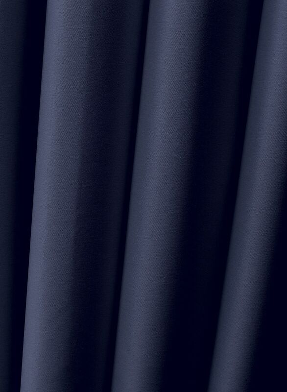 Black Kee 100% Blackout Satin Curtains with Grommets, W78 x L106-inch, 2 Pieces, Steel Blue