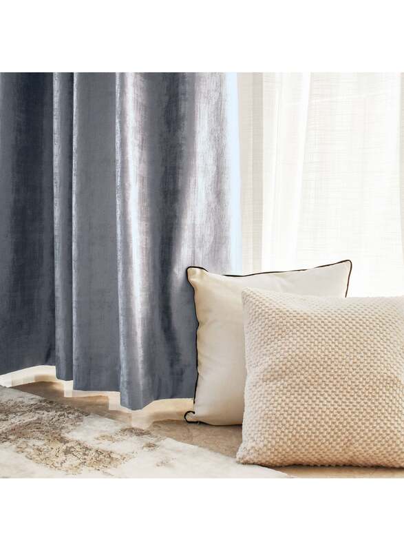 Black Kee 100% Blackout Luxury Velvet Grommet Curtains, W52 x L108-inch, 2 Pieces, Aqua Grey