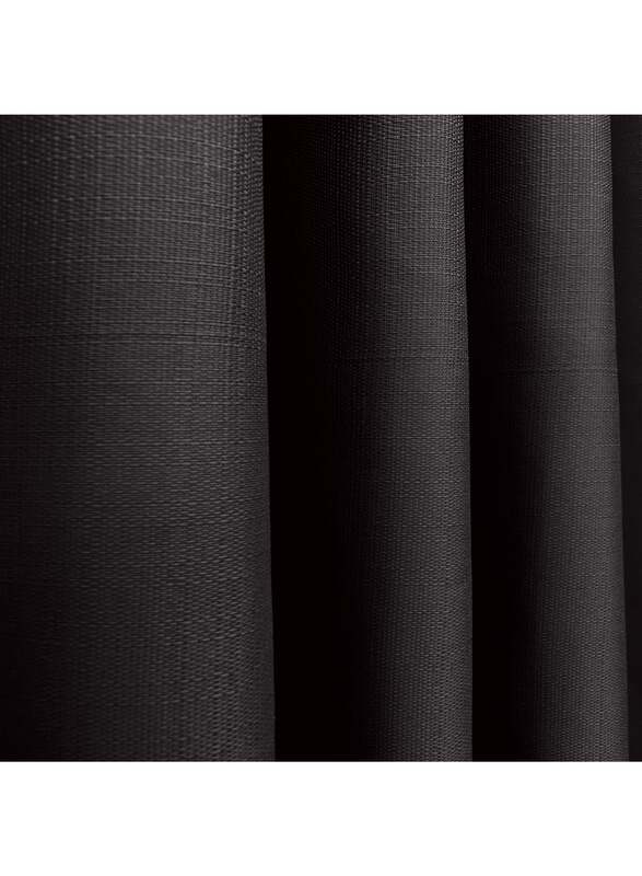 Black Kee 100% Blackout Elegant Textured Jacquard Curtains, W55 x L95-inch, 2 Pieces, Black