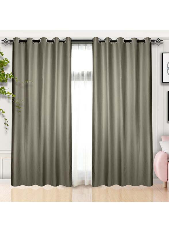 Black Kee 100% Blackout Elegant Textured Jacquard Curtains, W55 x L95-inch, 2 Pieces, Granite Grey