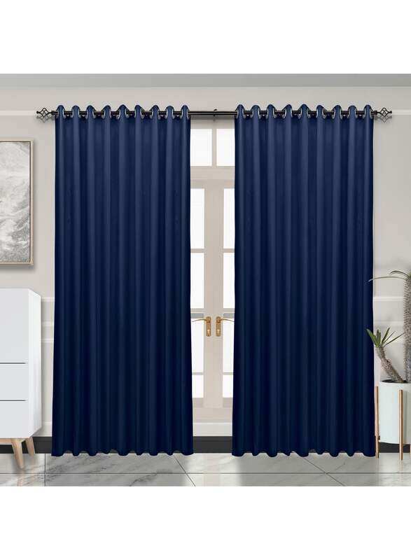 

Generic Black Kee 100% Blackout Jacquard Curtains, W55 x L102-inch, 2 Pieces, Navy Blue