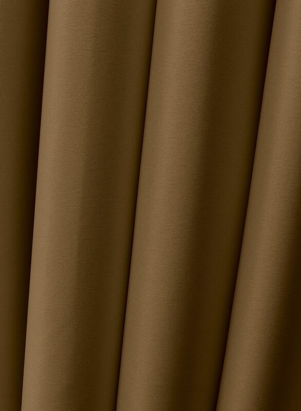 Black Kee 100% Blackout Satin Curtains with Grommets, W52 x L108-inch, 2 Pieces, Brown