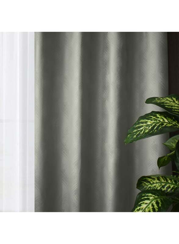Black Kee 100% Blackout Stylish Jacquard Curtains, W55 x L102-inch, 2 Pieces, Grey