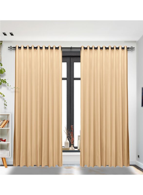 Black Kee 100% Blackout Satin Curtains with Grommets, W55 x L95-inch, 2 Pieces, Light Beige