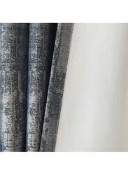 Black Kee 100% Blackout Jacquard Curtains, W59 x L106-inch, 2 Pieces, Cyan