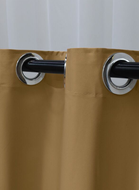 Black Kee 100% Blackout Satin Curtains with Grommets, W55 x L95-inch, 2 Pieces, Teak