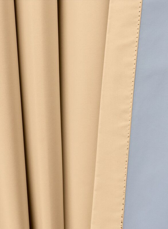 Black Kee 100% Blackout Satin Curtains with Grommets, W118 x L106-inch, 2 Pieces, Light Beige