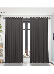 Black Kee 100% Blackout Satin Curtains with Grommets, W106 x L118-inch, 2 Pieces, Charcoal