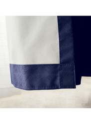 Black Kee 100% Blackout Stylish Jacquard Curtains, W106 x L118-inch, 2 Pieces, Dark Blue