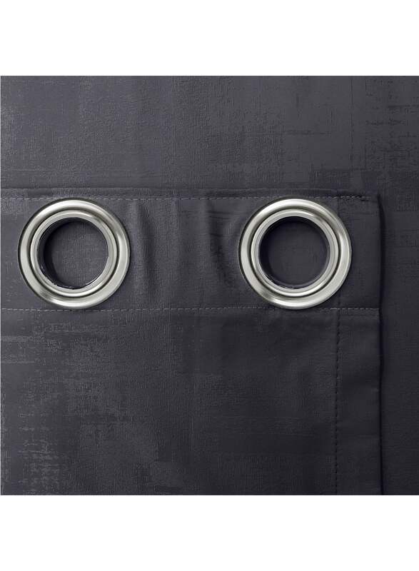 Black Kee 100% Blackout Textured Jacquard Curtains, W106 x L118-inch, 2 Pieces, Dark Grey