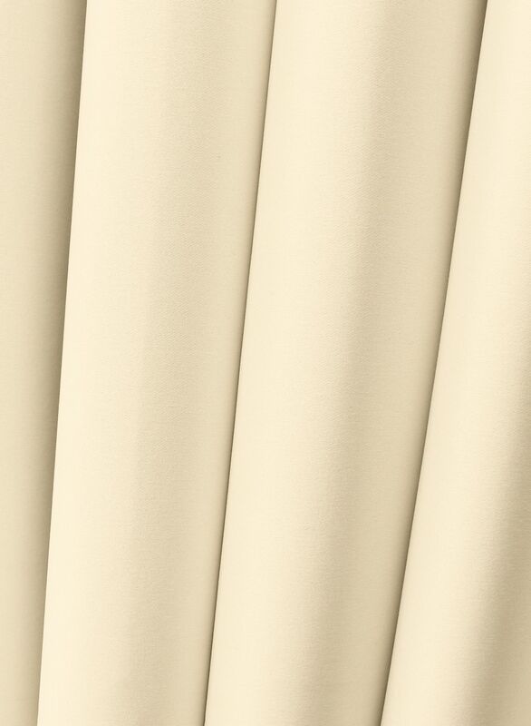 Black Kee 100% Blackout Satin Curtains with Grommets, W106 x L118-inch, 2 Pieces, Ivory