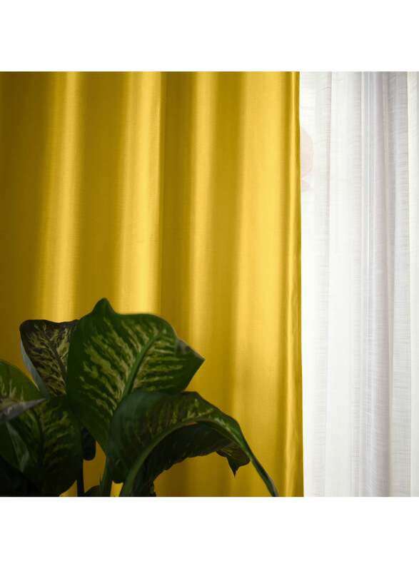 Black Kee 100% Blackout Elegant Textured Jacquard Curtains, W55 x L95-inch, 2 Pieces, Yellow