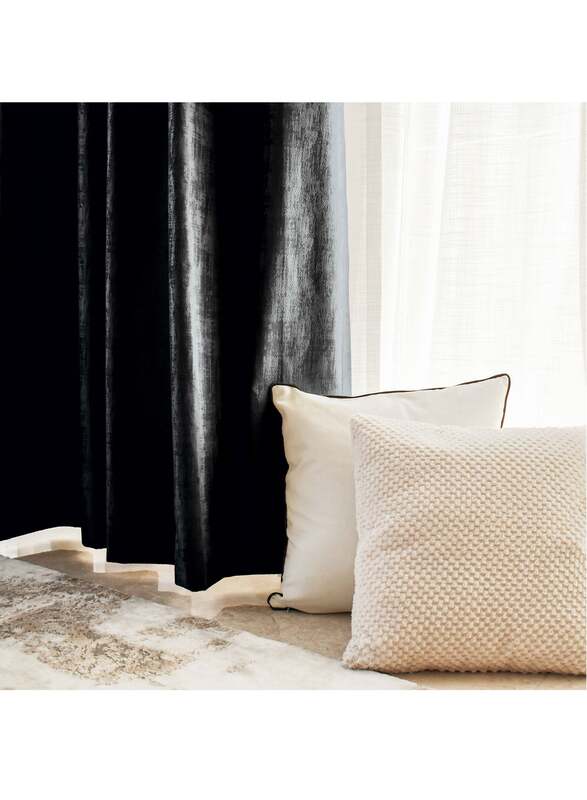 Black Kee 100% Blackout Luxury Velvet Grommet Curtains, W106 x L118-inch, 2 Pieces, Black
