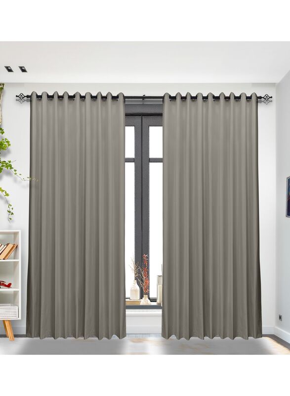 Black Kee 100% Blackout Satin Curtains with Grommets, W118 x L106-inch, 2 Pieces, Sidewalk Grey