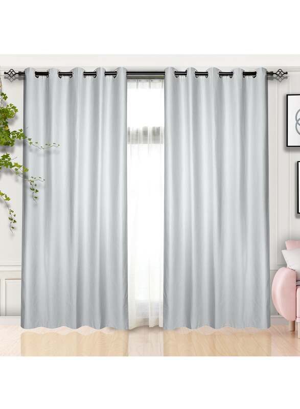 Black Kee 100% Blackout Elegant Textured Jacquard Curtains, W55 x L95-inch, 2 Pieces, Light Grey