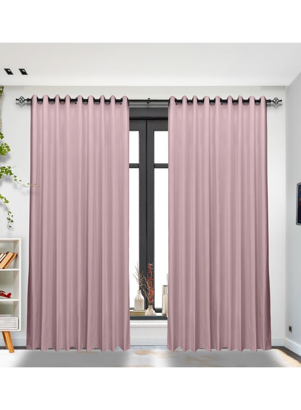 Black Kee 100% Blackout Satin Curtains with Grommets, W52 x L95-inch, 2 Pieces, Pink