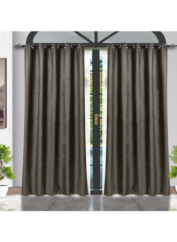 Black Kee 100% Blackout Velvet Curtains, W98 x L106-inch, 2 Pieces, Dark Grey