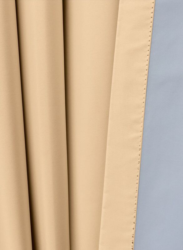 Black Kee 100% Blackout Satin Curtains with Grommets, W98 x L106-inch, 2 Pieces, Light Beige